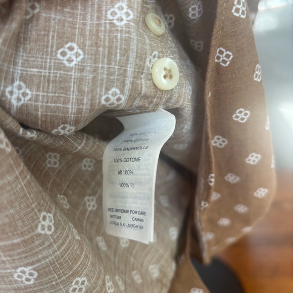 J. Crew Essential Classic 100% Cotton Brown Pattern Button Long Sleeve Shirt M - Picture 6 of 6